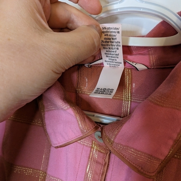 Victoria's secret pink plaid flannel cotton blend pajama top shirt size large @k - Picture 5 of 10